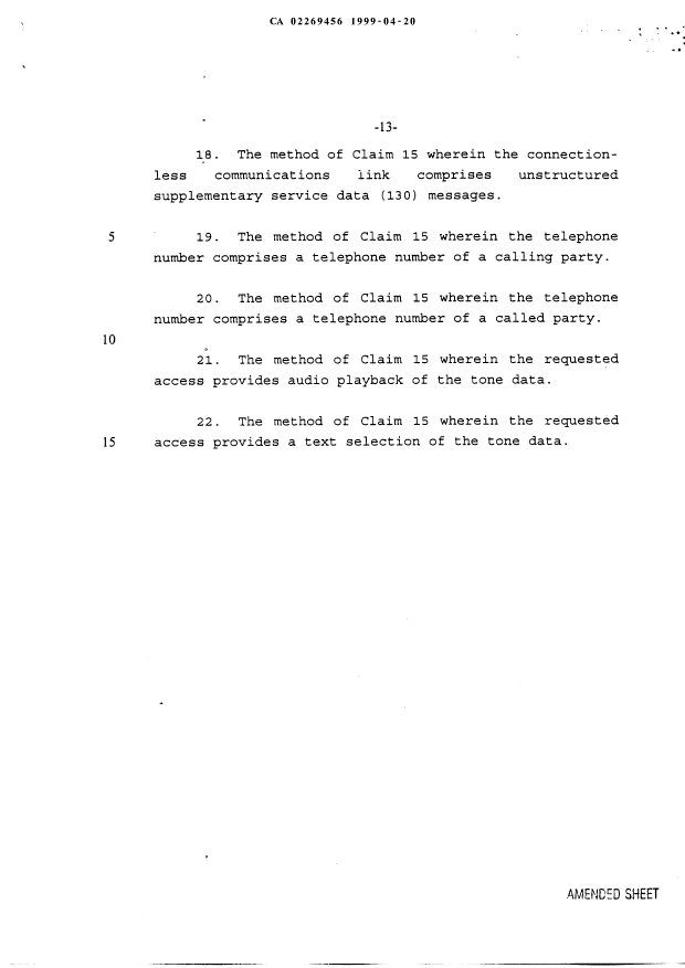 Document de brevet canadien 2269456. Revendications 19990420. Image 4 de 4