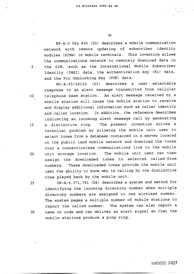 Document de brevet canadien 2269456. Description 19990420. Image 9 de 9
