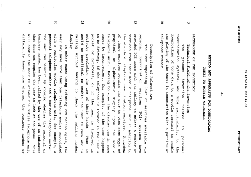 Document de brevet canadien 2269456. Description 20021003. Image 1 de 10