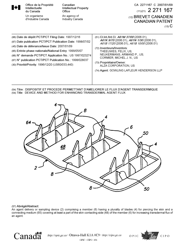 Canadian Patent Document 2271167. Cover Page 20061206. Image 1 of 1