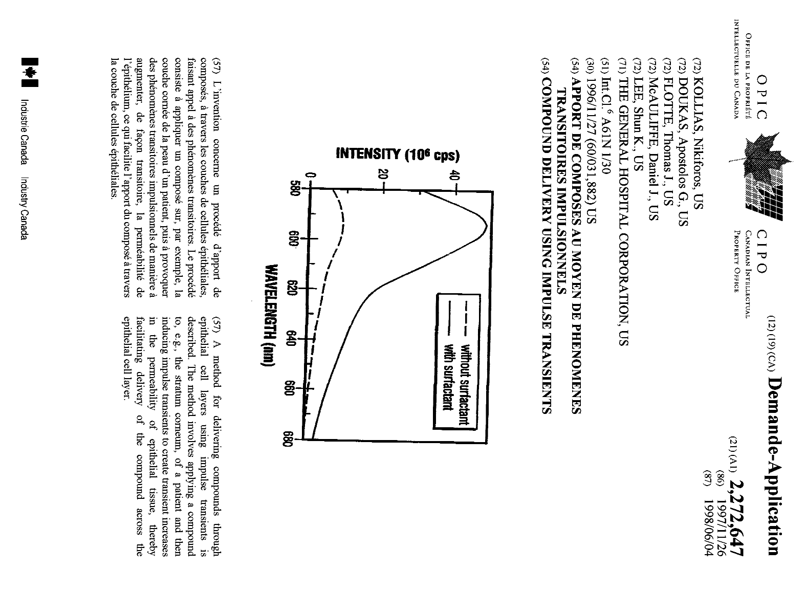 Canadian Patent Document 2272647. Cover Page 19990812. Image 1 of 1