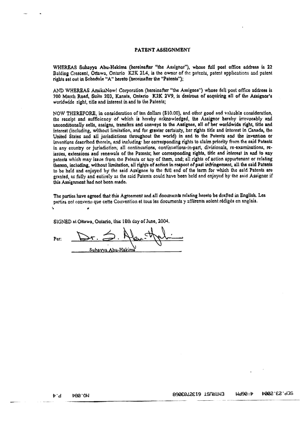 Document de brevet canadien 2272739. Cession 20041006. Image 2 de 3