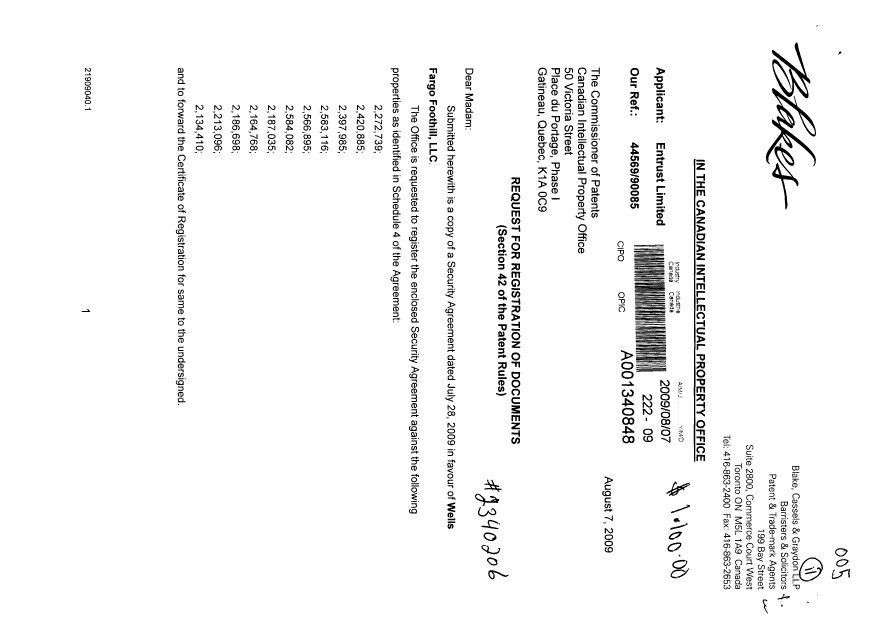 Document de brevet canadien 2272739. Cession 20090807. Image 1 de 88
