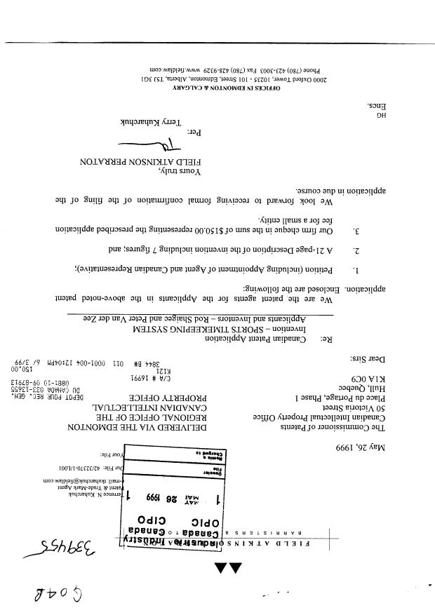 Document de brevet canadien 2272835. Cession 19981226. Image 1 de 3