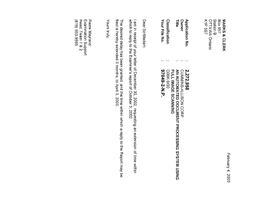 Document de brevet canadien 2272958. Correspondance 20030204. Image 1 de 1