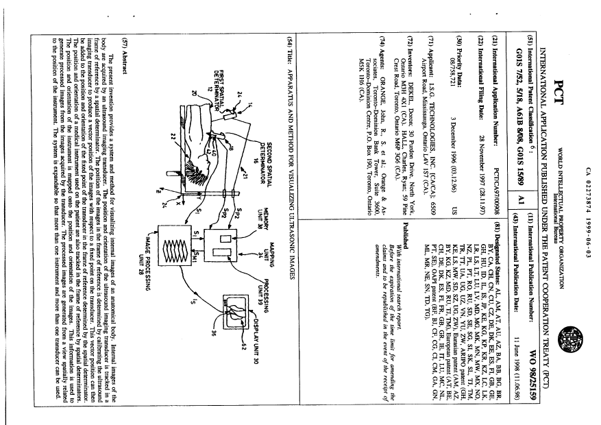 Document de brevet canadien 2273874. Abrégé 19990603. Image 1 de 1