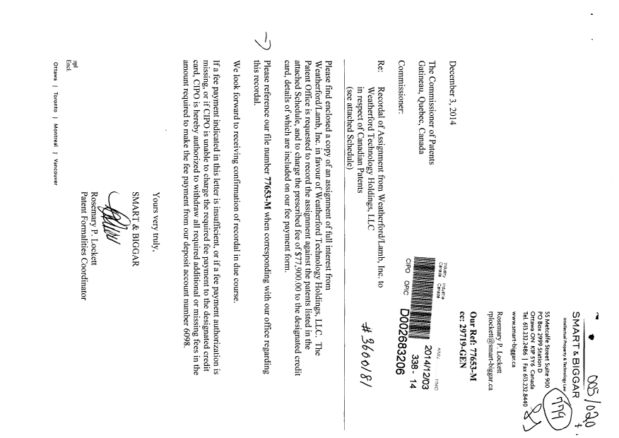 Document de brevet canadien 2274256. Cession 20141203. Image 1 de 62