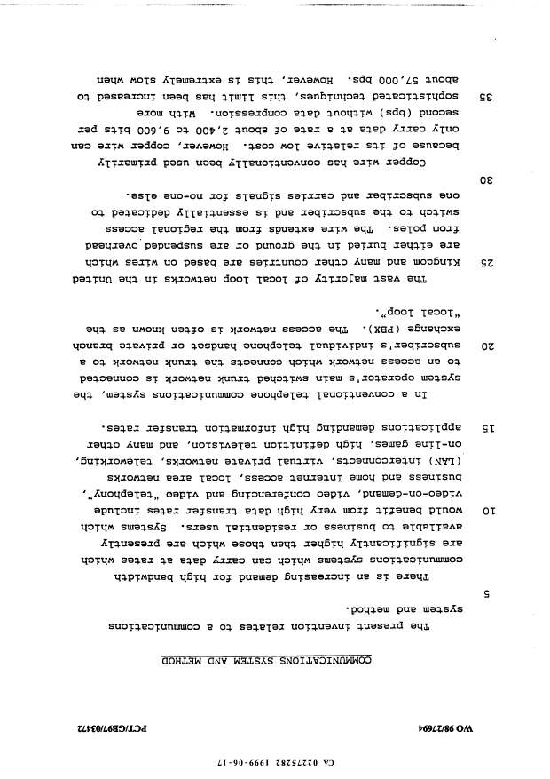 Canadian Patent Document 2275282. Description 19990617. Image 1 of 48