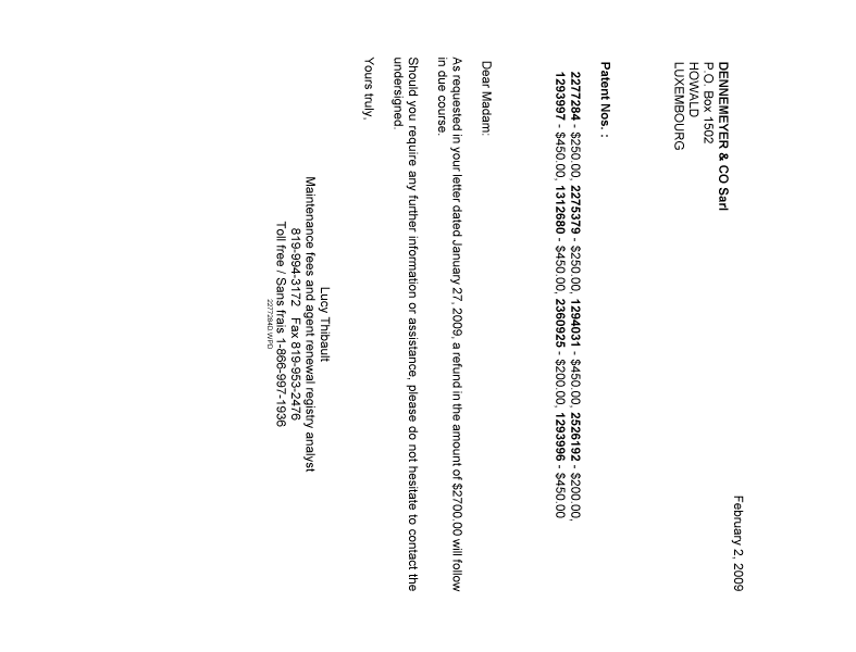 Canadian Patent Document 2275379. Correspondence 20090202. Image 1 of 1