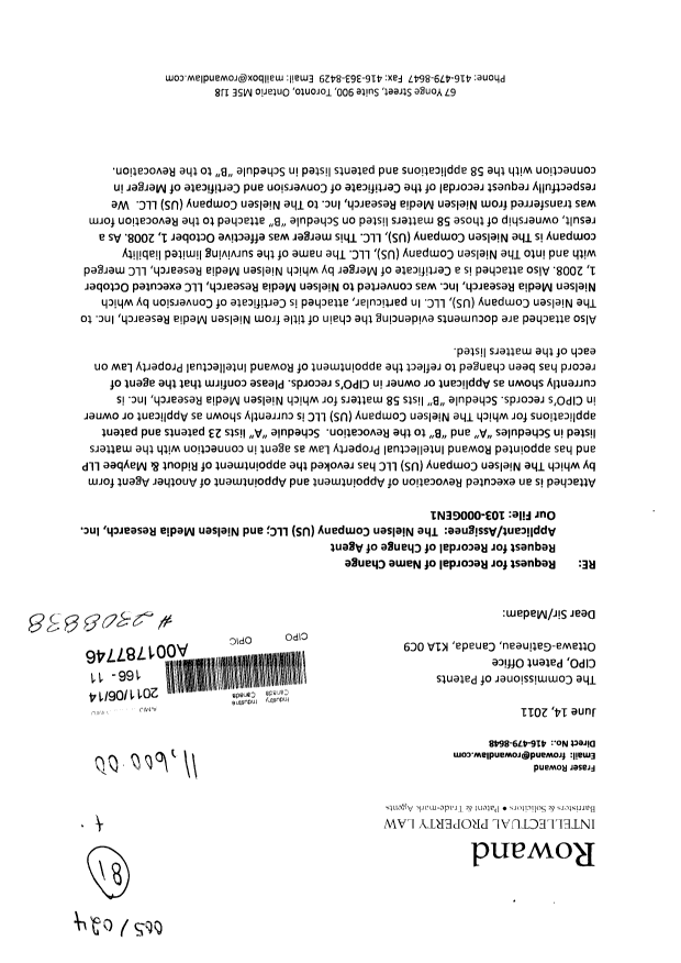 Canadian Patent Document 2275409. Assignment 20101214. Image 1 of 8