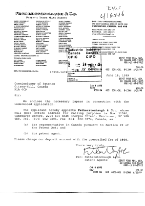 Document de brevet canadien 2275524. Cession 19990618. Image 1 de 12