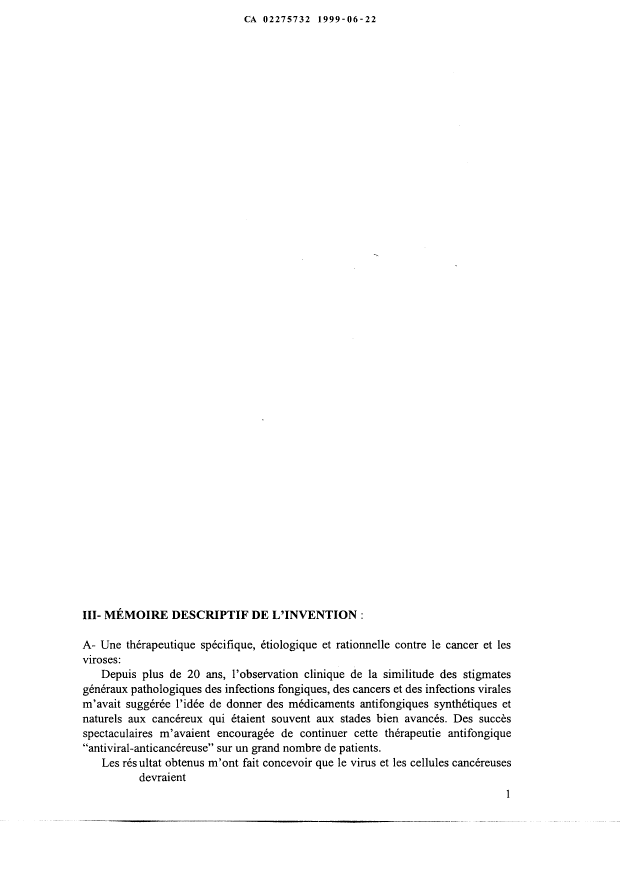 Canadian Patent Document 2275732. Description 19990622. Image 1 of 8