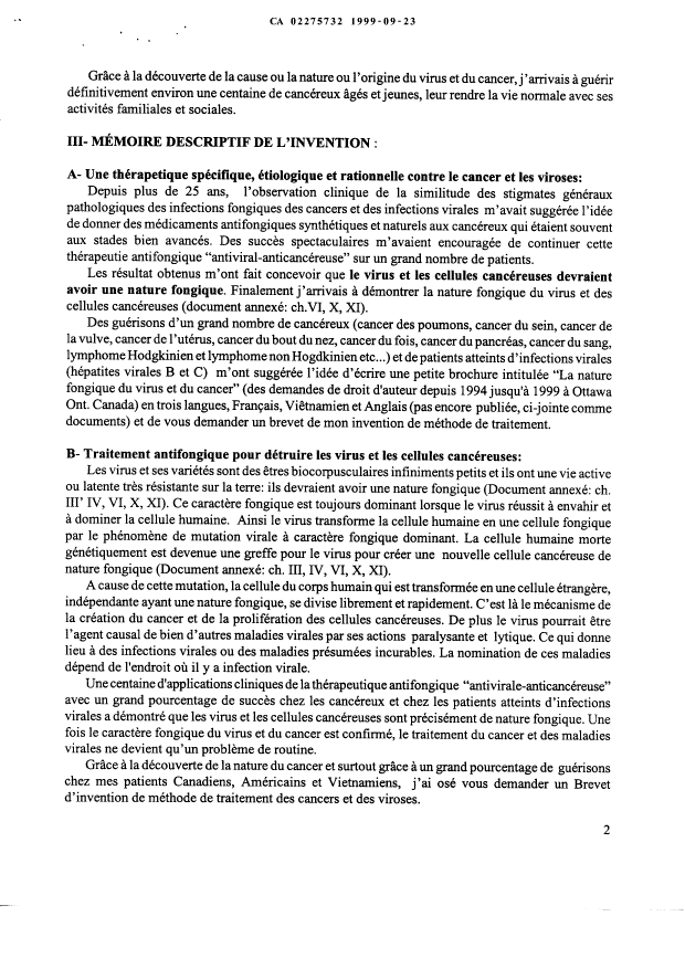 Canadian Patent Document 2275732. Description 19990923. Image 1 of 6