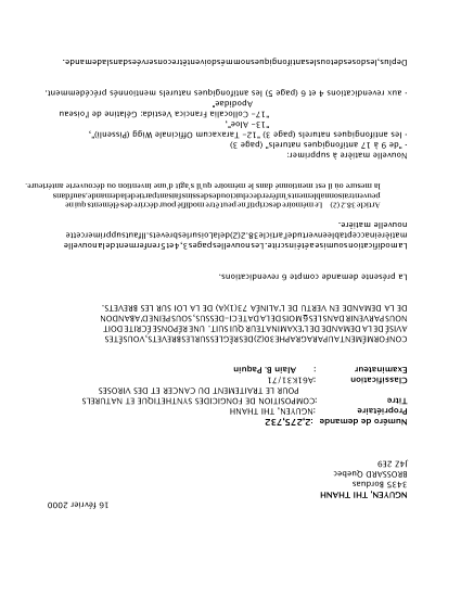 Canadian Patent Document 2275732. Prosecution-Amendment 19991216. Image 1 of 2