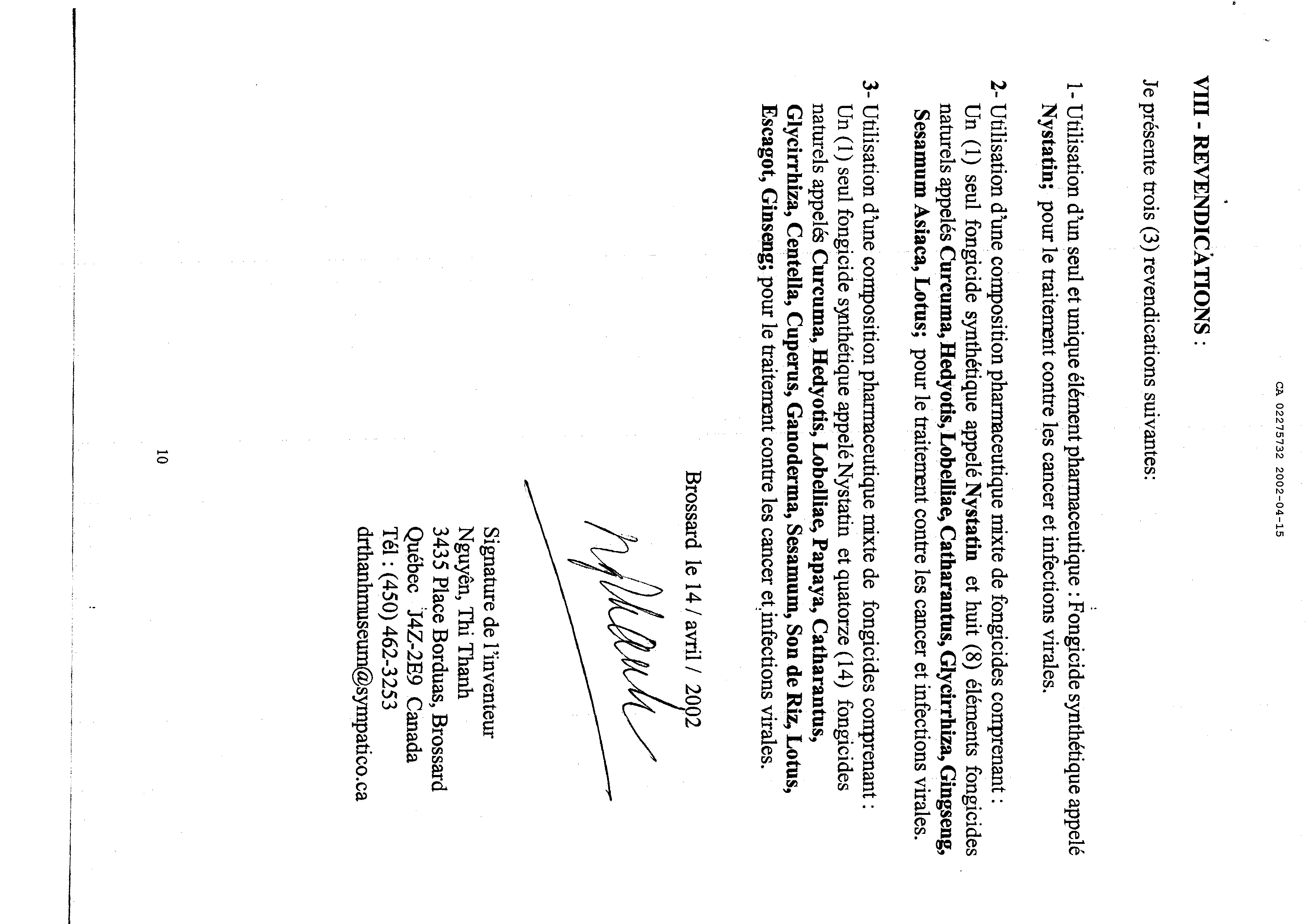 Document de brevet canadien 2275732. Revendications 20011215. Image 1 de 1