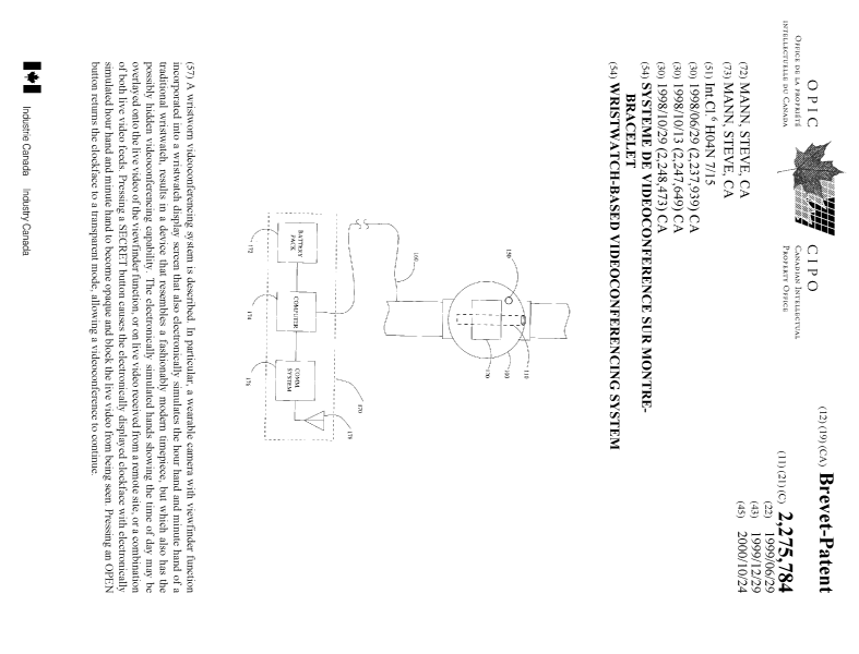 Document de brevet canadien 2275784. Page couverture 20000929. Image 1 de 1