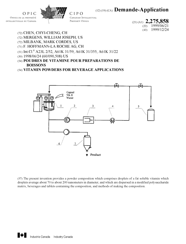 Canadian Patent Document 2275858. Cover Page 19991203. Image 1 of 1