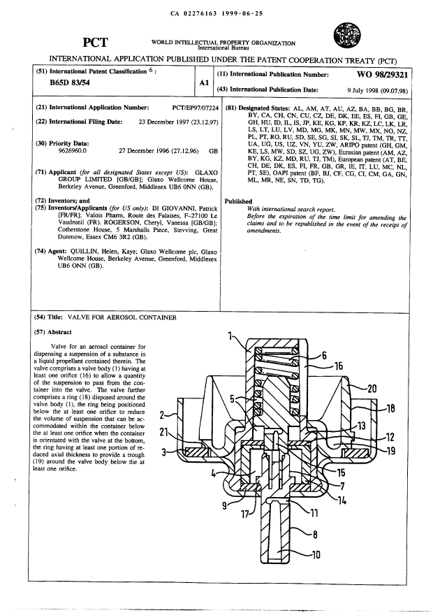 Canadian Patent Document 2276163. Abstract 19990625. Image 1 of 1
