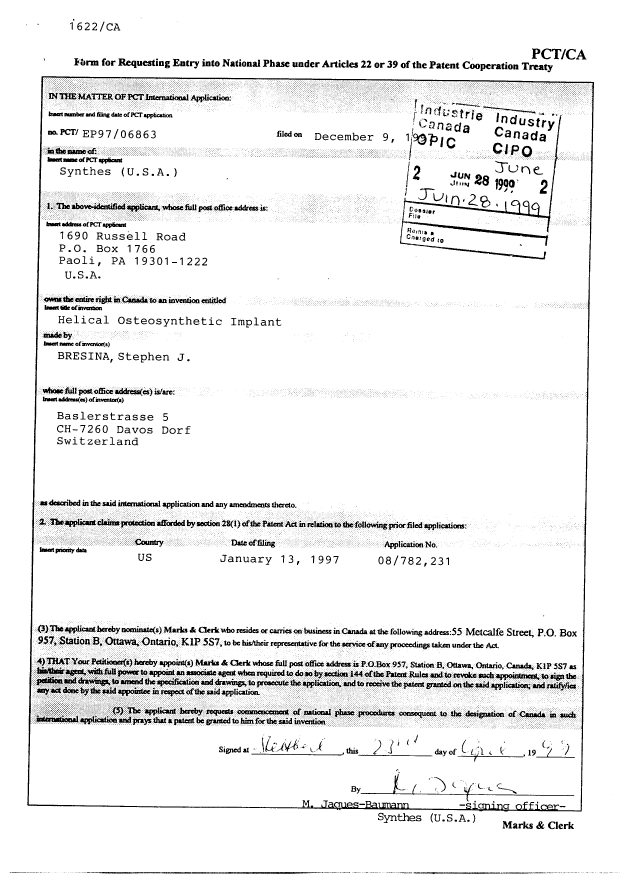 Canadian Patent Document 2276290. Assignment 19990628. Image 3 of 4