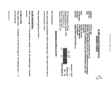 Canadian Patent Document 2276442. Prosecution-Amendment 20091202. Image 1 of 10