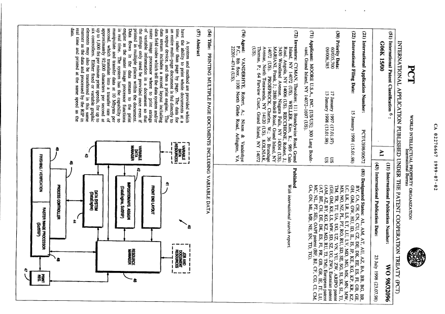 Document de brevet canadien 2276667. Abrégé 19990702. Image 1 de 1