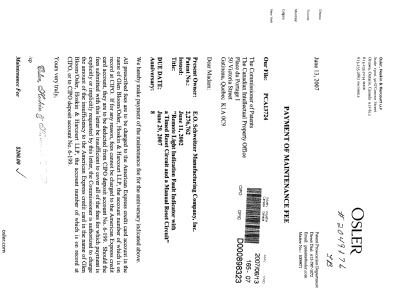 Canadian Patent Document 2276762. Fees 20070613. Image 1 of 1