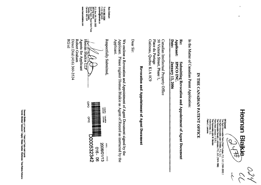 Canadian Patent Document 2277392. Correspondence 20060113. Image 1 of 3