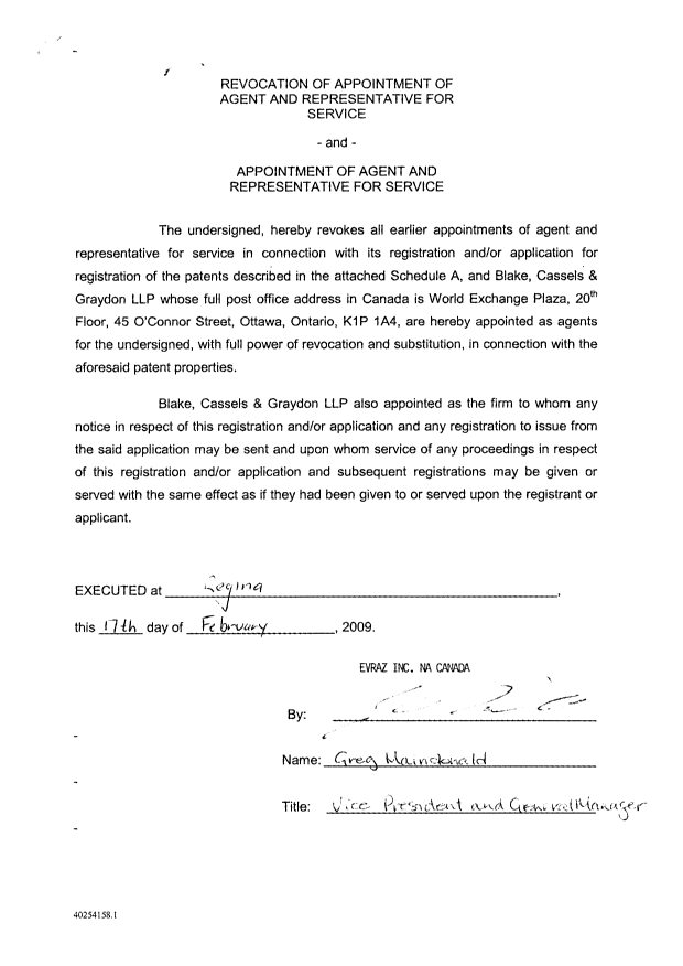 Document de brevet canadien 2277392. Correspondance 20090324. Image 2 de 3