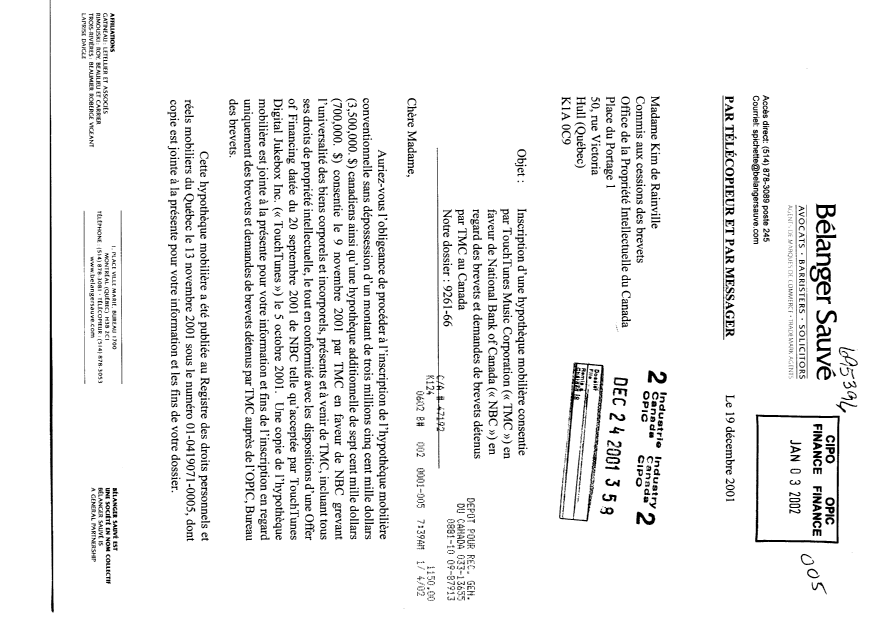 Document de brevet canadien 2277941. Cession 20011224. Image 1 de 146
