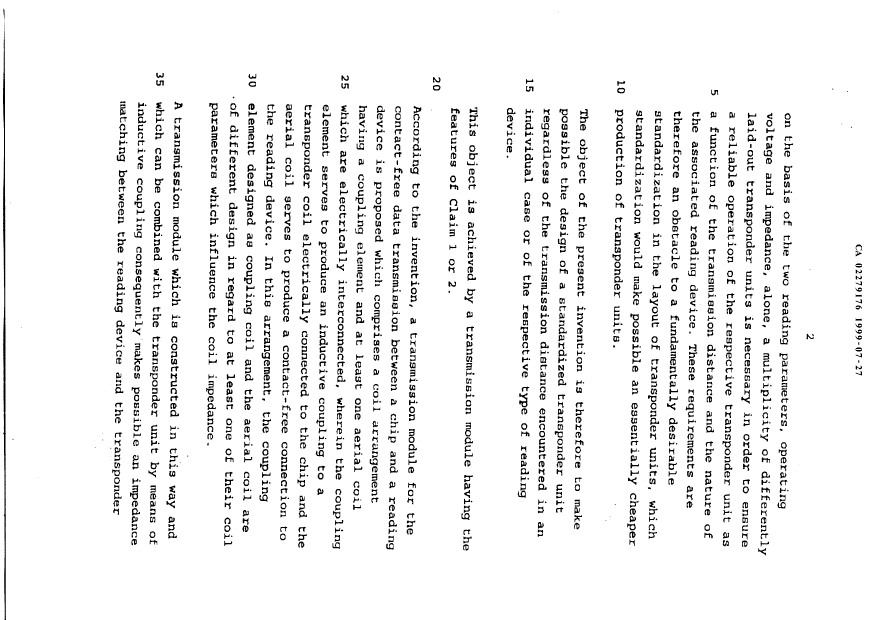 Canadian Patent Document 2279176. Description 19990727. Image 2 of 13