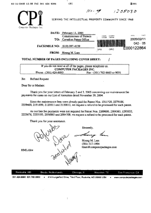 Document de brevet canadien 2279186. Correspondance 20050211. Image 1 de 1
