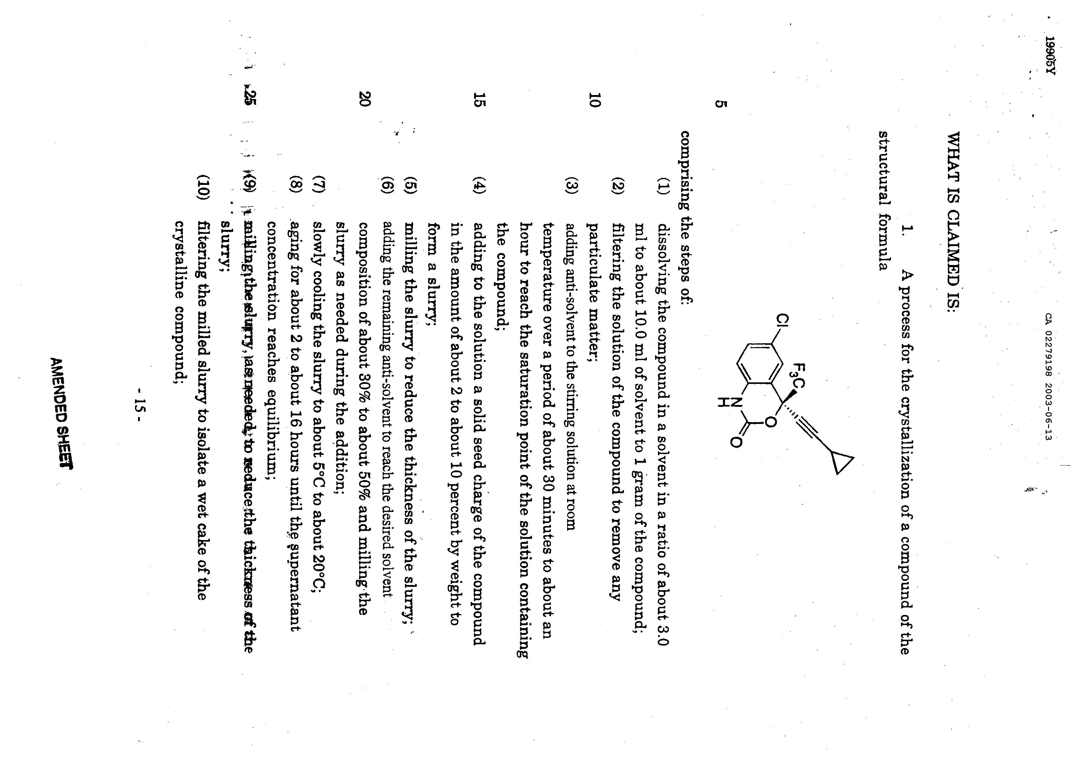 Canadian Patent Document 2279198. Claims 20021213. Image 1 of 7