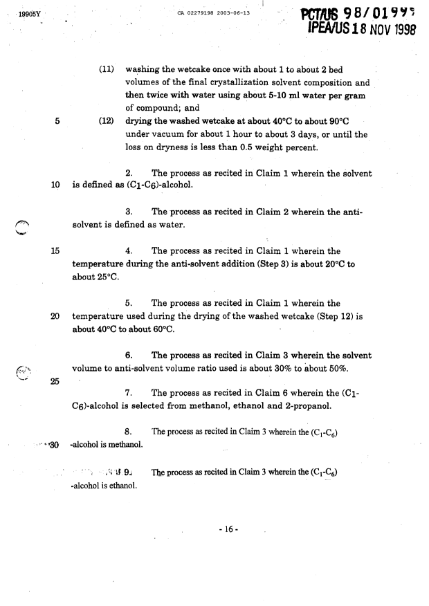 Document de brevet canadien 2279198. Revendications 20021213. Image 2 de 7