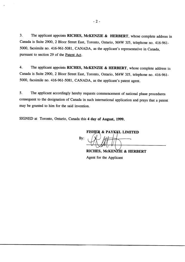 Document de brevet canadien 2279540. Cession 19990804. Image 4 de 4