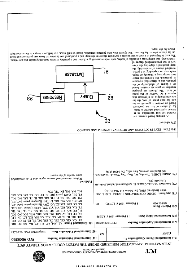 Document de brevet canadien 2281645. Abrégé 19981217. Image 1 de 1
