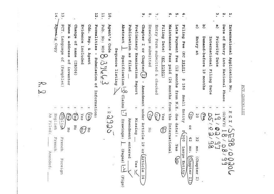 Document de brevet canadien 2281816. PCT 19990818. Image 1 de 11