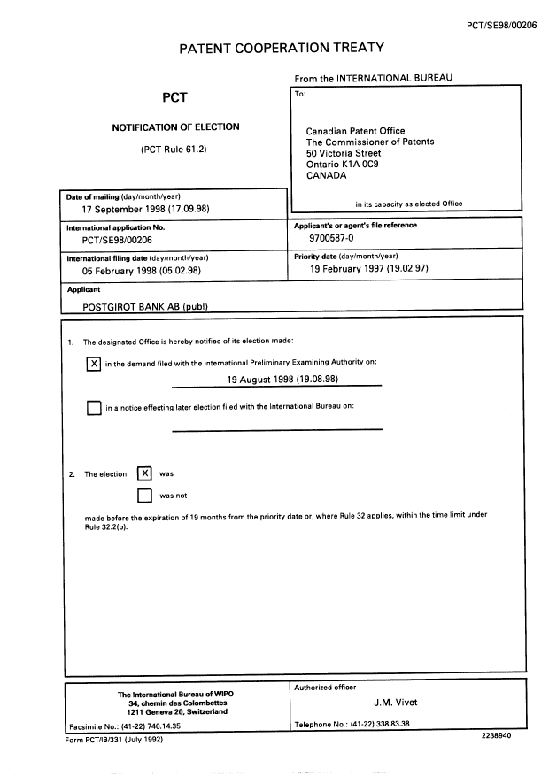 Document de brevet canadien 2281816. PCT 19990818. Image 2 de 11