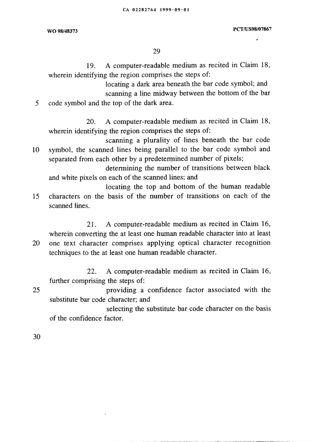 Document de brevet canadien 2282764. Revendications 20010227. Image 7 de 7