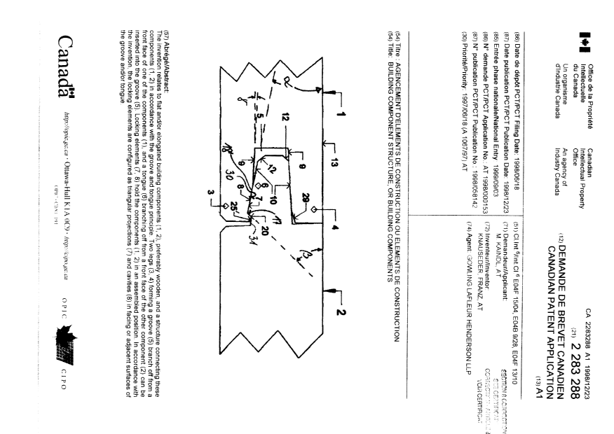 Canadian Patent Document 2283288. Cover Page 20030523. Image 1 of 2