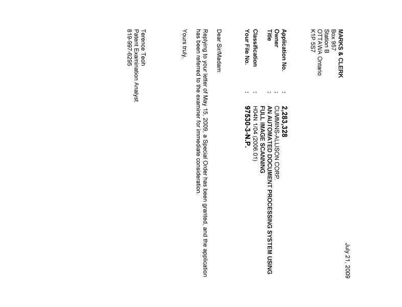 Document de brevet canadien 2283328. Poursuite-Amendment 20090721. Image 1 de 1