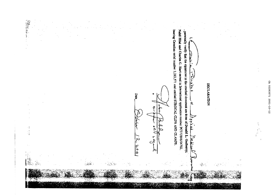 Canadian Patent Document 2283571. Correspondence 20011012. Image 2 of 14