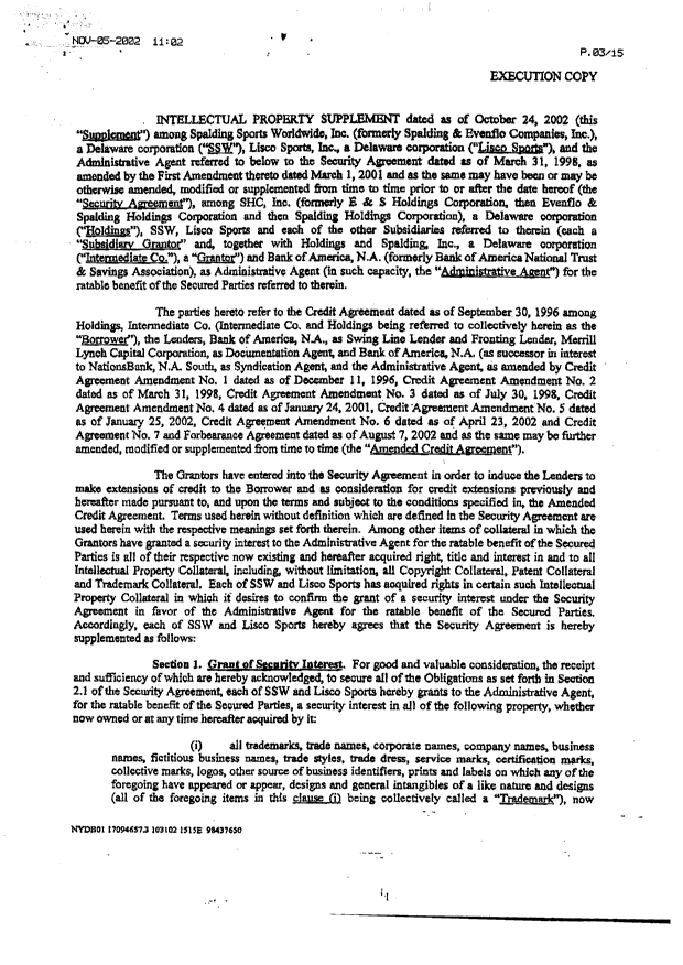 Document de brevet canadien 2283790. Cession 20021112. Image 2 de 14