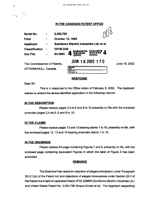 Document de brevet canadien 2285793. Poursuite-Amendment 20020618. Image 1 de 20