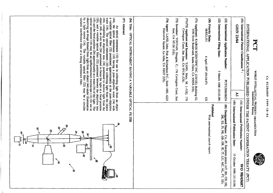 Document de brevet canadien 2286009. Abrégé 19991004. Image 1 de 1