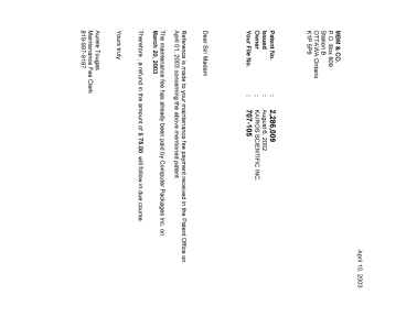 Canadian Patent Document 2286009. Correspondence 20030410. Image 1 of 1