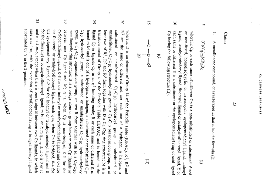 Document de brevet canadien 2286050. Revendications 19991013. Image 1 de 10