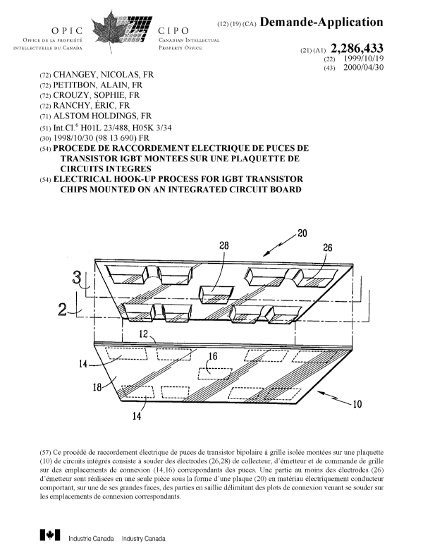 Document de brevet canadien 2286433. Page couverture 20000426. Image 1 de 1