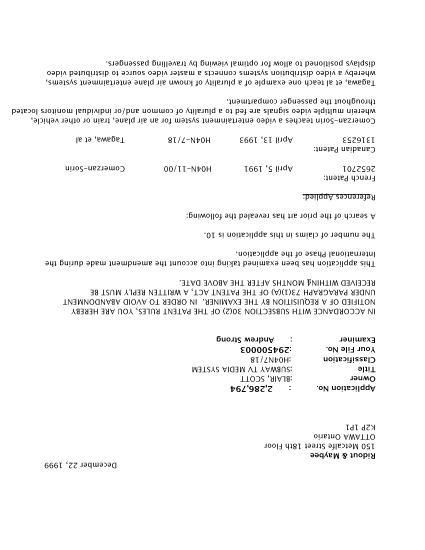 Document de brevet canadien 2286794. Poursuite-Amendment 19991222. Image 1 de 3