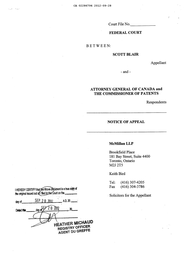 Document de brevet canadien 2286794. Poursuite-Amendment 20120928. Image 6 de 6