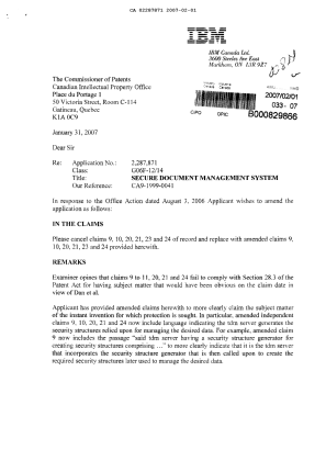 Document de brevet canadien 2287871. Poursuite-Amendment 20070201. Image 1 de 11